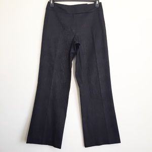 Tahari | Black Embroidered Wide Leg Trousers